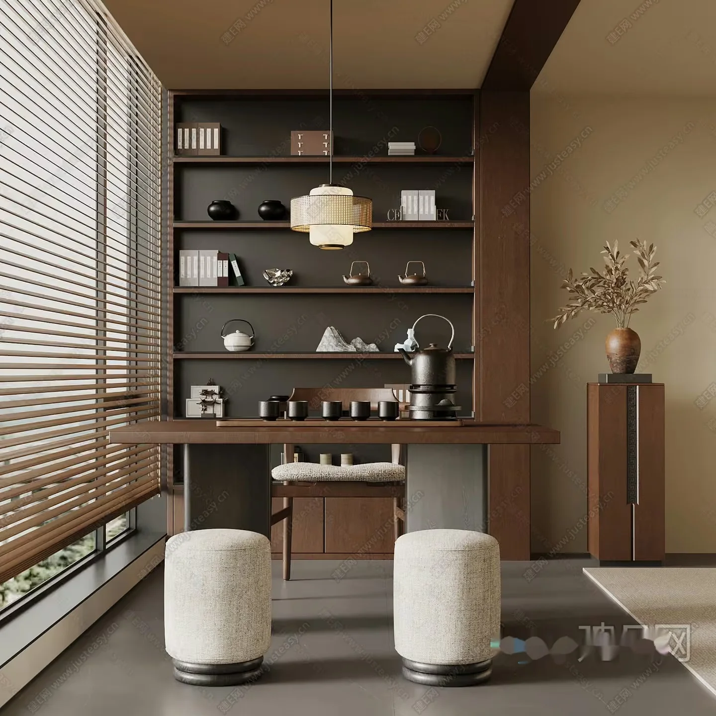 Cozy Asian-Inspired Dining Room 3D Model – 14608 – VRAY Render