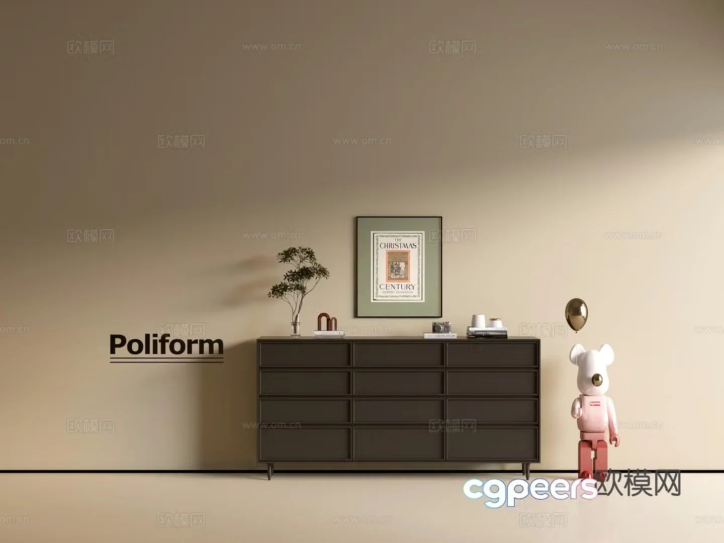 Modern black cabinet ins wind side cabinet chest cabinet low cabinet whole cabinet dining side cabinet balcony cabinet 3d model