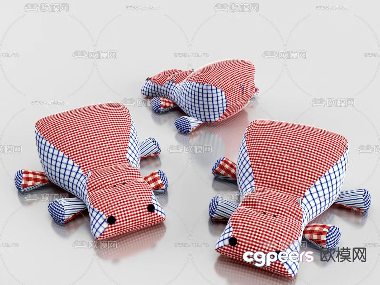 Modern hippopotamus toy doll 3d model