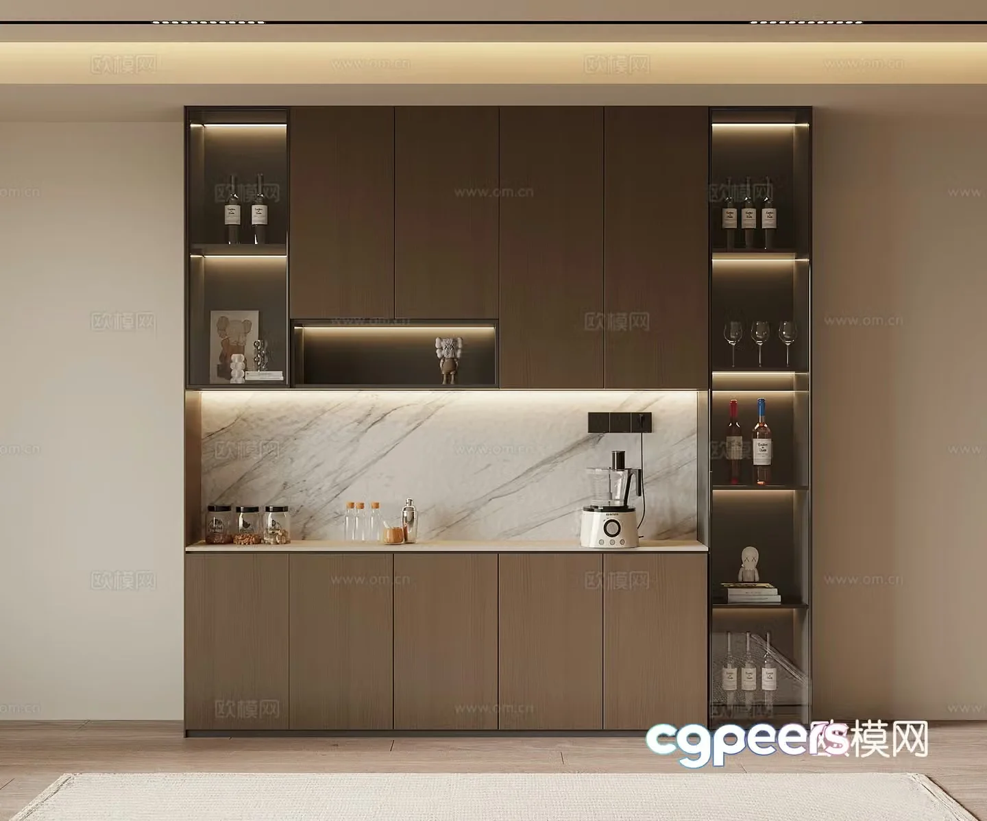 Italian minimalist wine cabinet sideboard 3D model