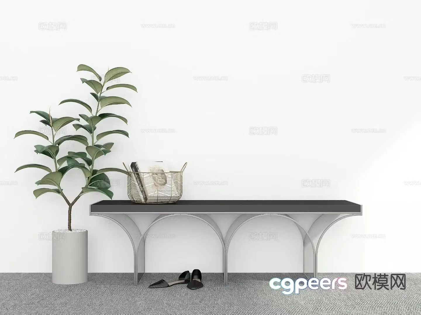 Modern stool bench shoe changing stool 3d model