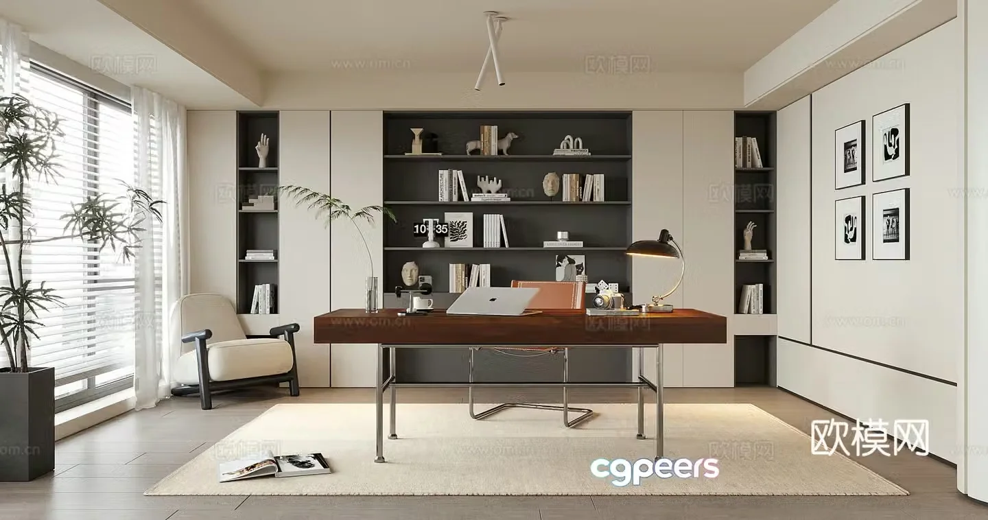 Modern study room 3d model
