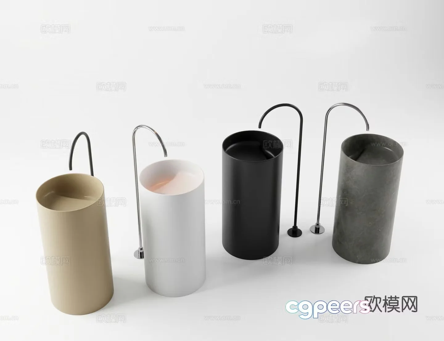 Wash basin bathroom bathtub column basin 3d model