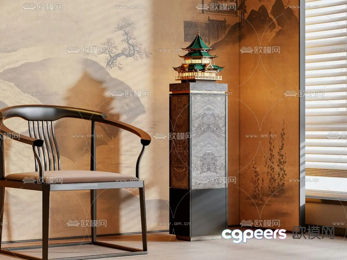 New Chinese style chair armchair 3d model
