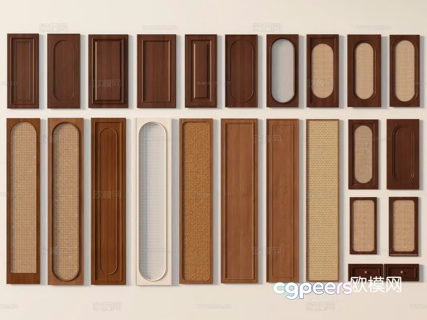 Wabi-sabi cabinet door rattan cabinet door 3d model