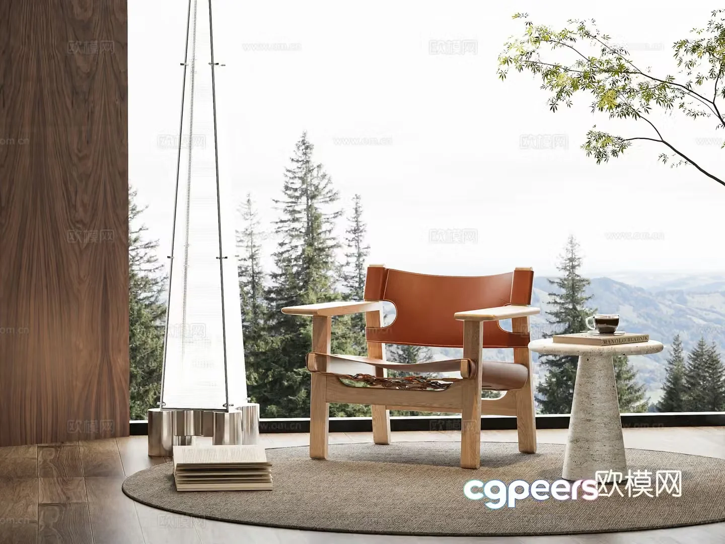 Middle style single chair casual chair single sofa 3d model