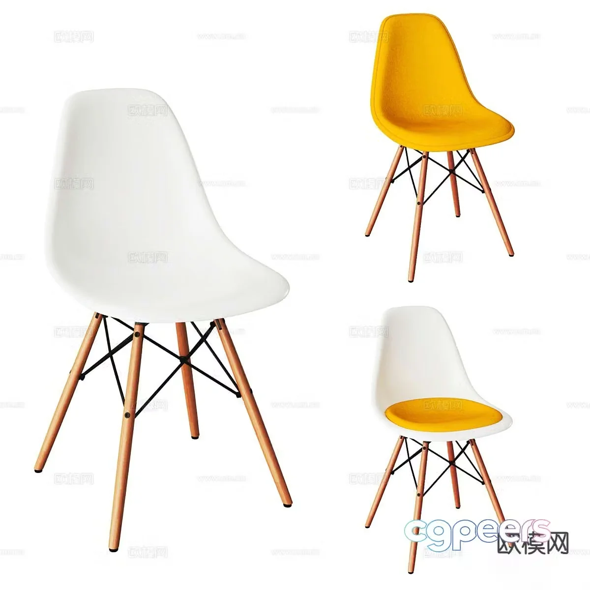 Nordic chair dining chair 3d model