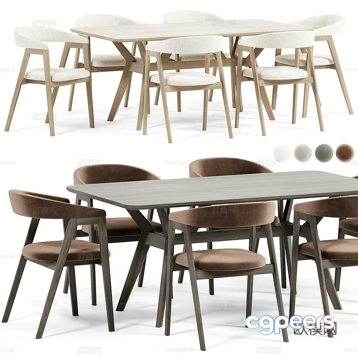 New Chinese dining table and chair 3D model