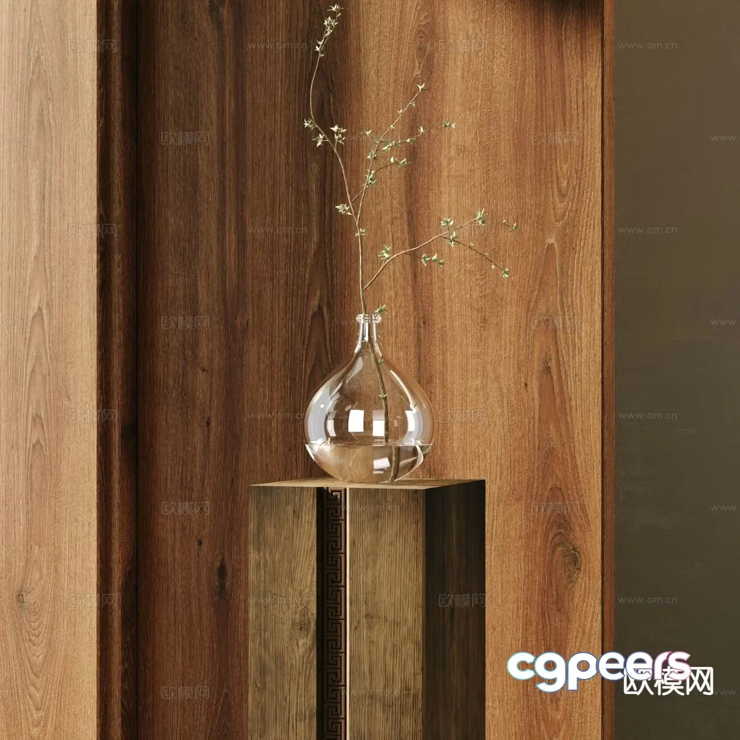 Glass vase dry branch vase 3d model