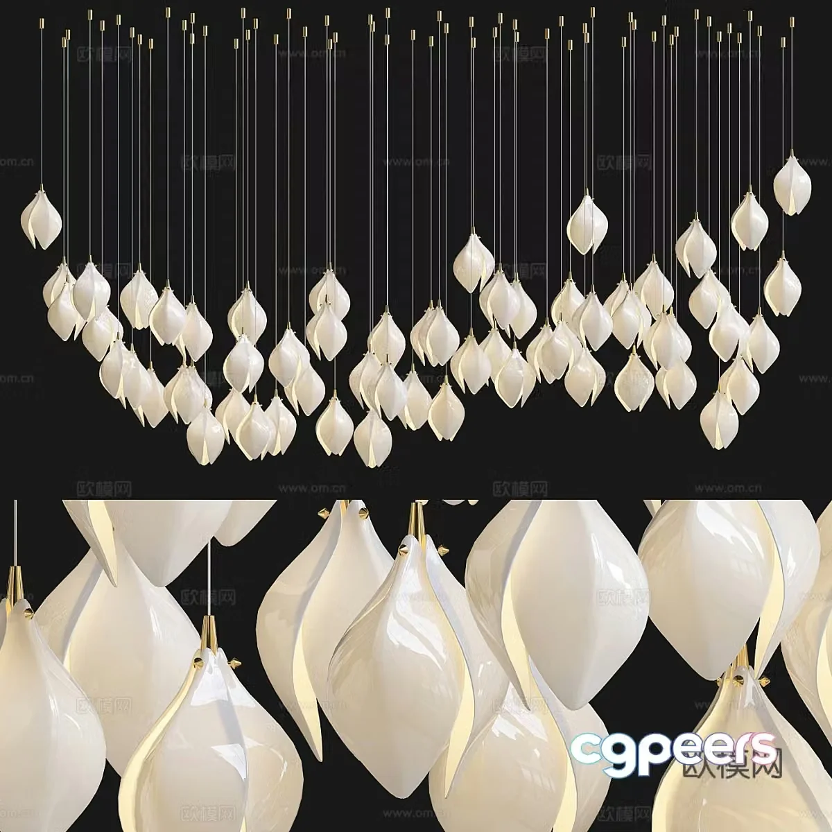 New Chinese light luxury craft chandelier 3D model