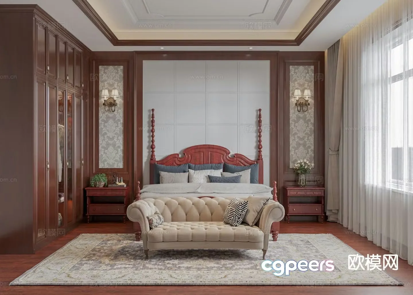 American master bedroom bedroom 3d model