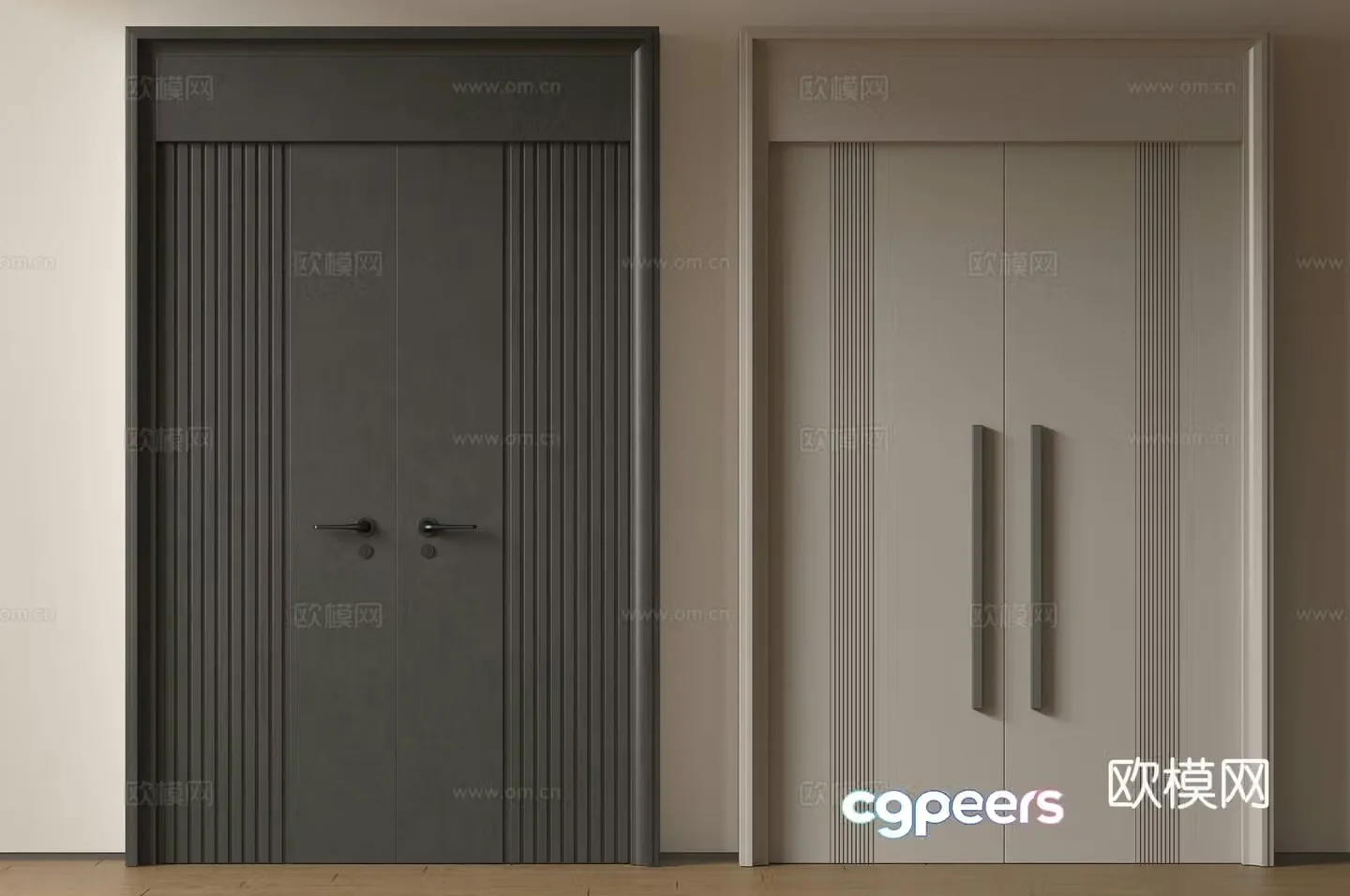 Modern double-opening door swing door entrance door security door top double-opening door main door mother and child door 3D model