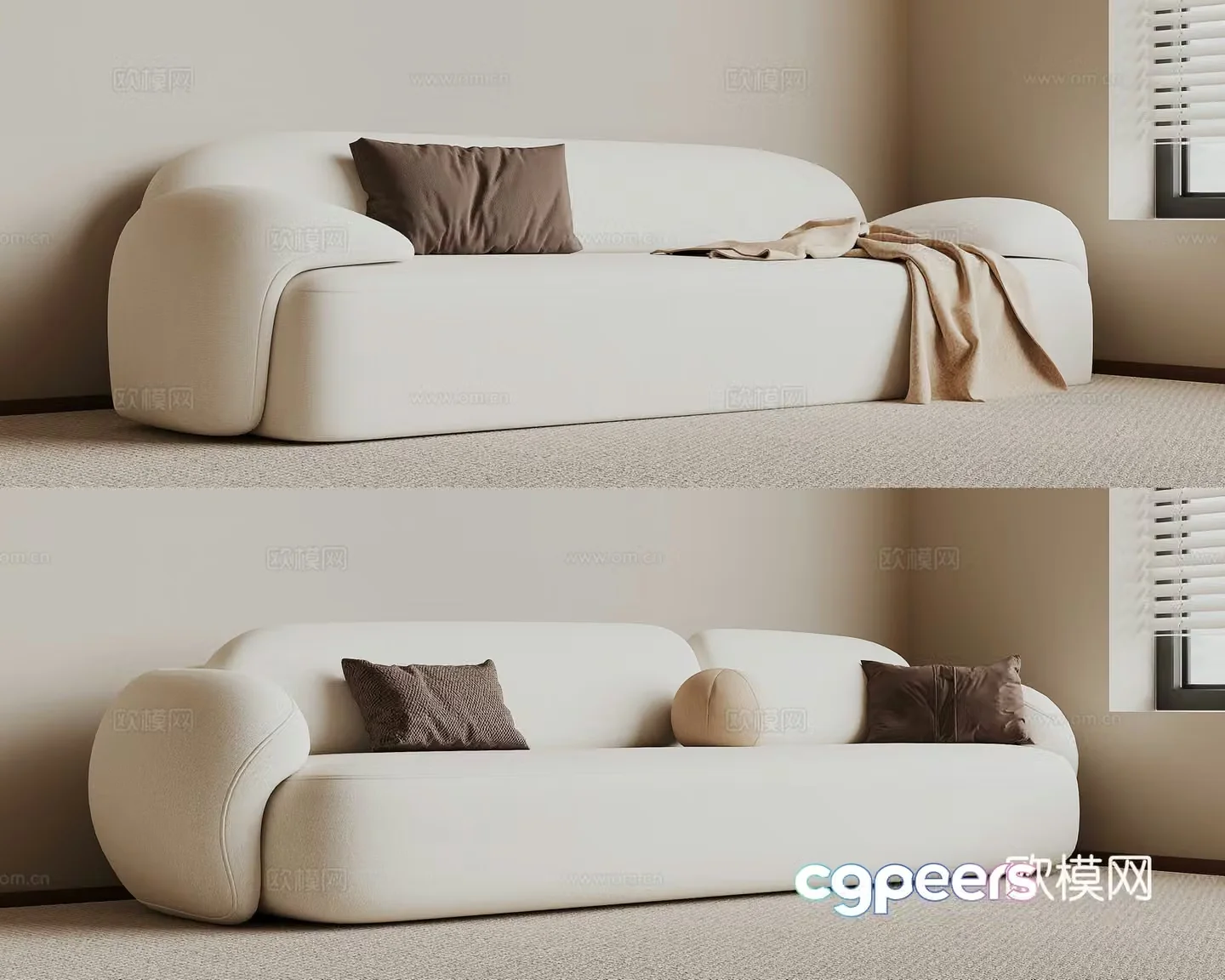 Double sofa upholstered sofa 3d model