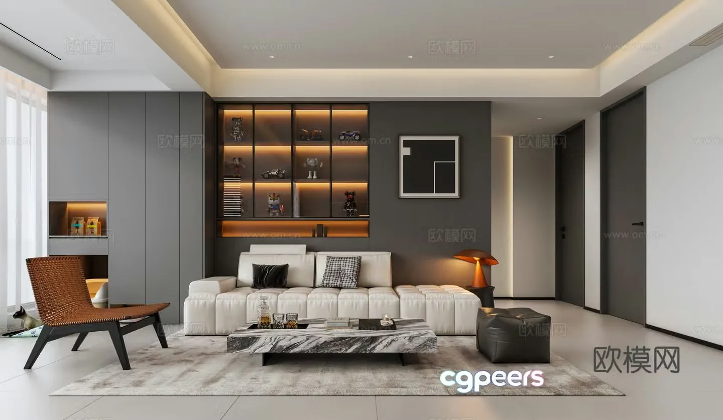 Italian minimalist home living room 3D model