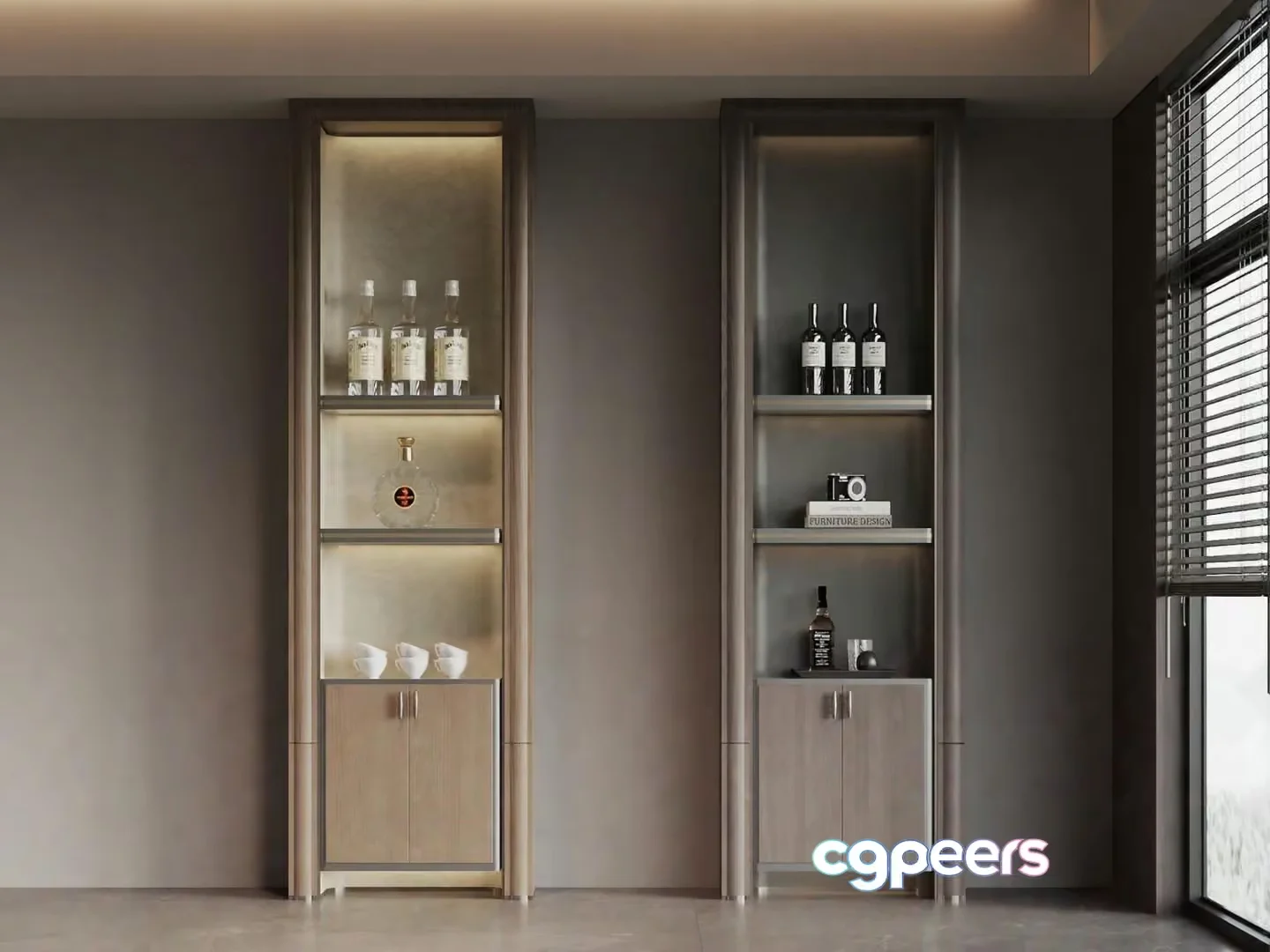 Modern Tall Cabinets 3D Model – 15073 – VRAY Render