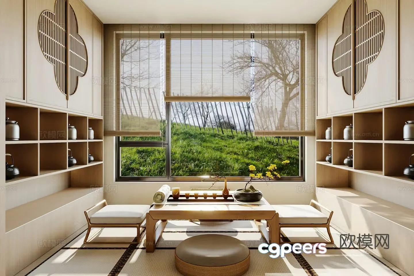 Song’s aesthetic tea room tatami tea room balcony tea room new Chinese tea room 3D model
