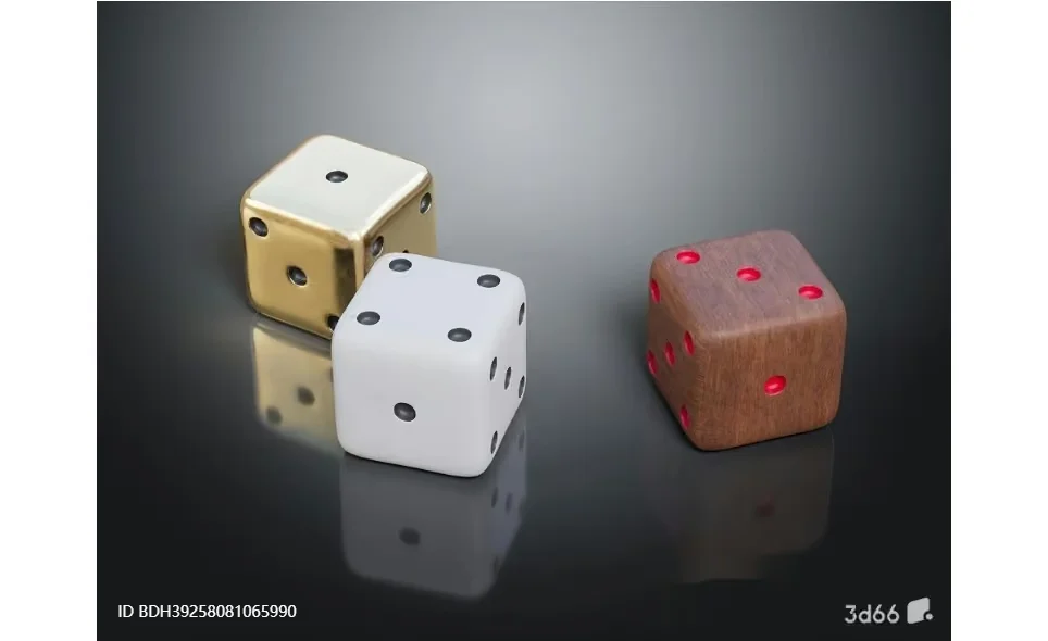 Three Dice With Different Colors 3D Model – 10355 – VRAY Render