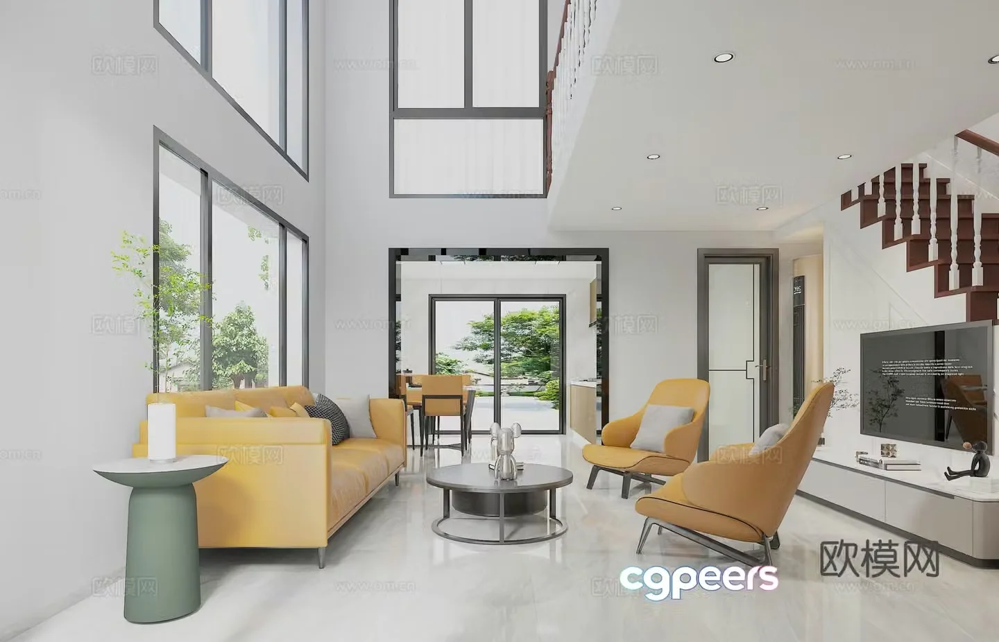 Modern minimalist living room 3d model