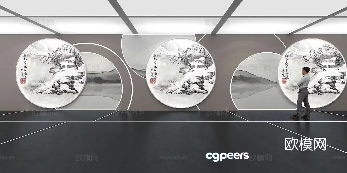 Cultural wall Corporate culture wall Display wall Classroom Exhibition hall Campus culture Corridor 3D model
