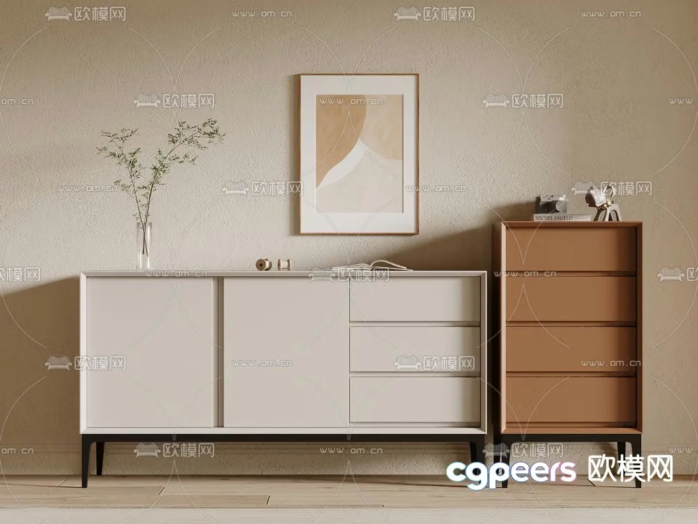 Modern chest of drawers side cabinet 3d model