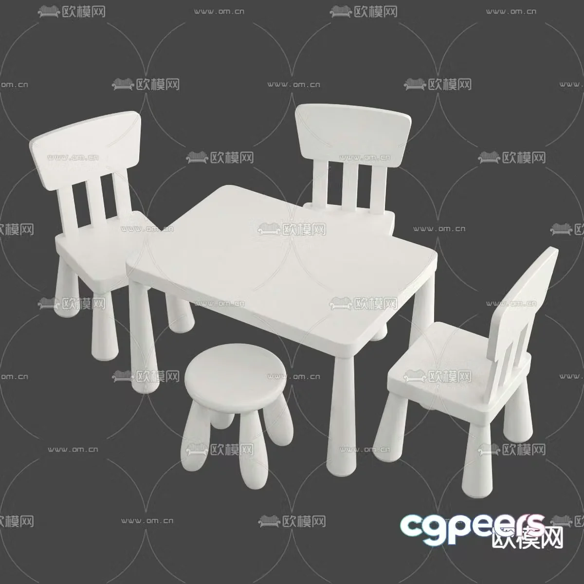 Children’s table and chair toy table game table 3d model