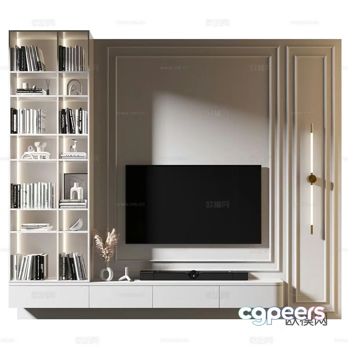 Modern TV background wall 3d model