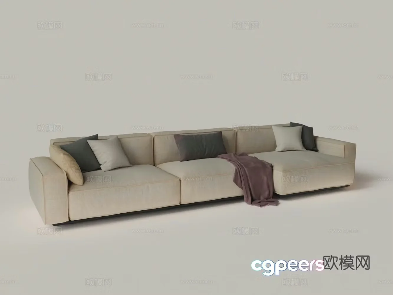 Modern old fabric multiplayer sofa 3D model