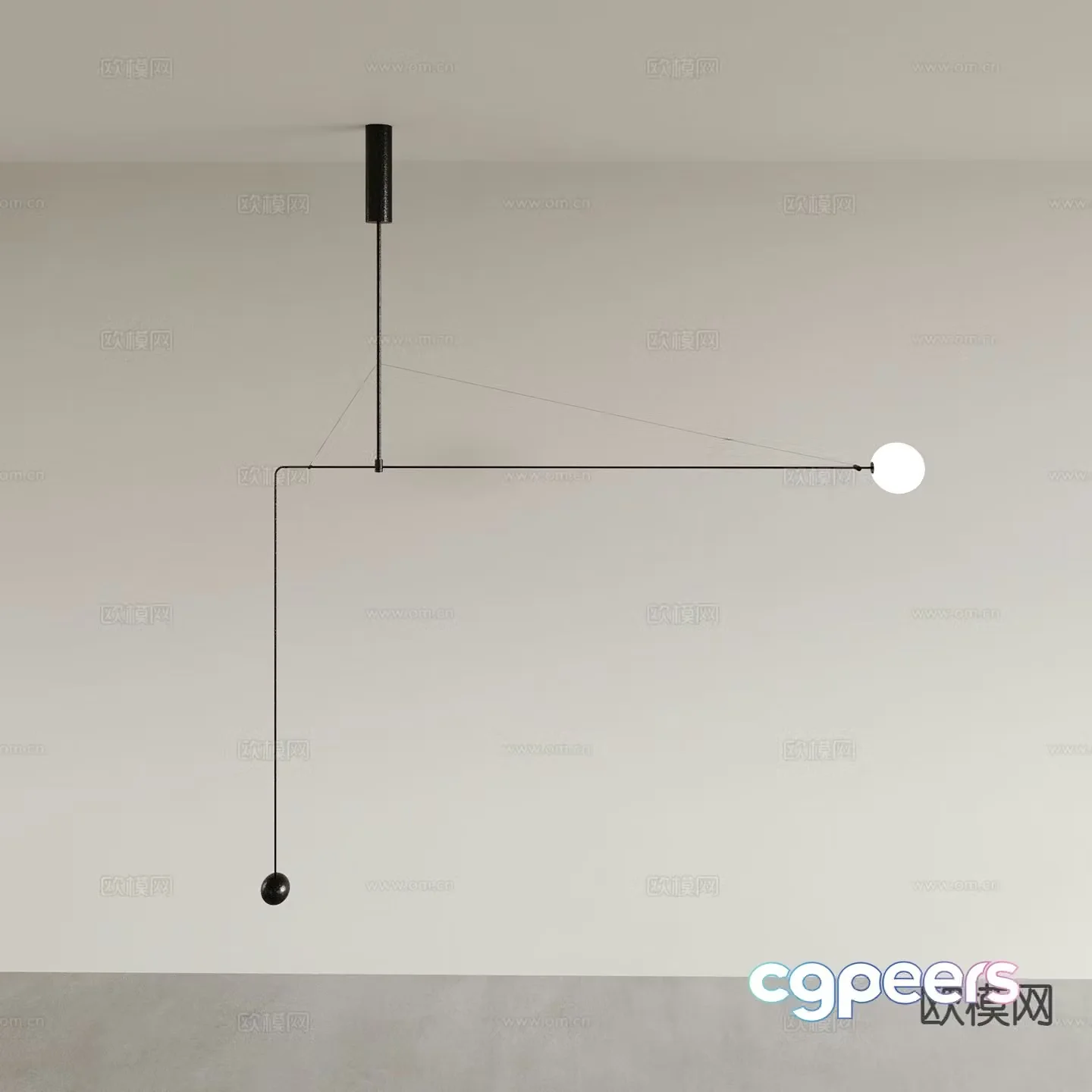 Modern long chandelier restaurant chandelier 3d model