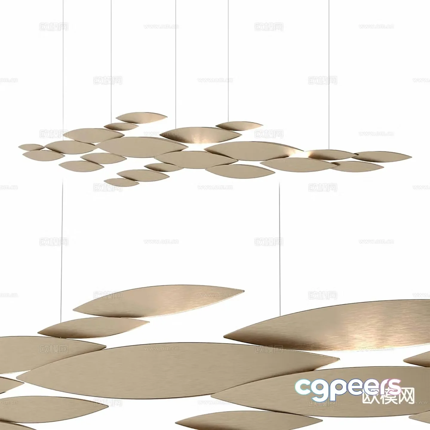 Modern metal sheet chandelier 3d model