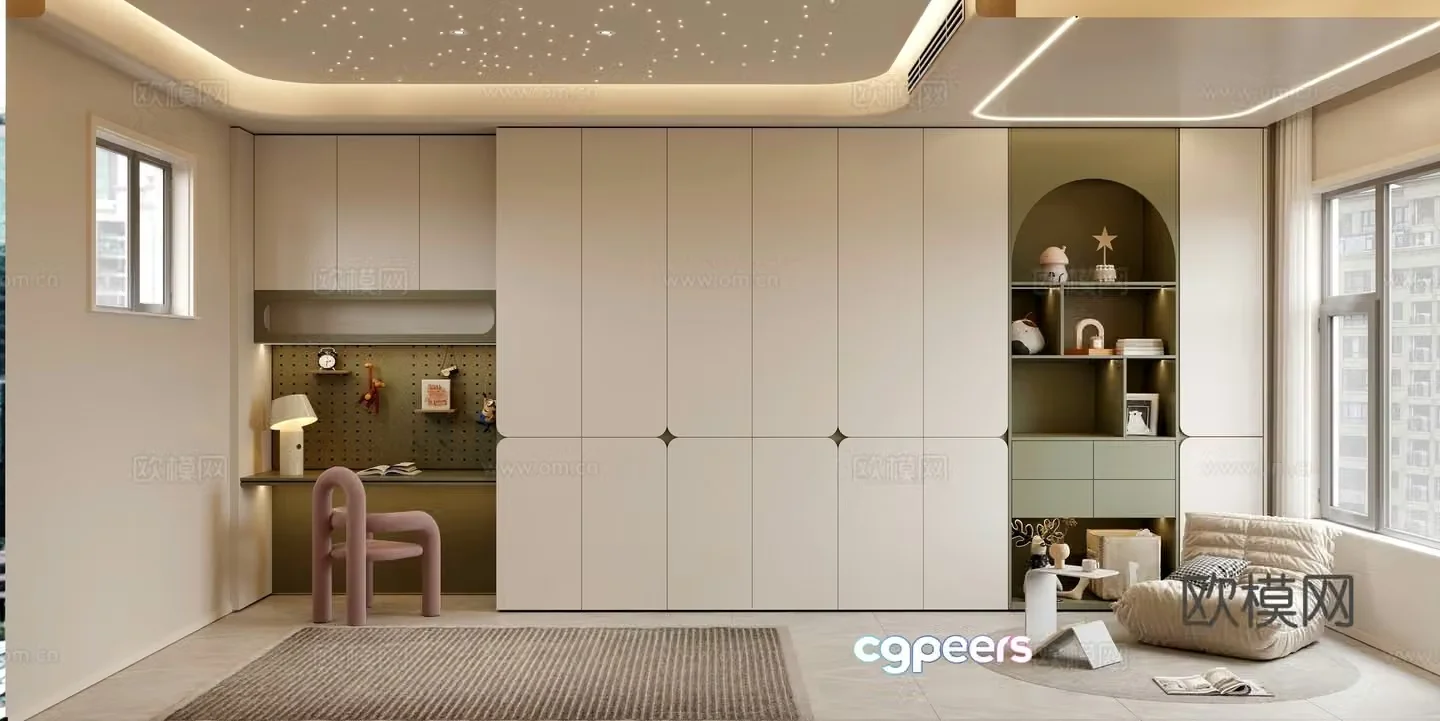 Modern bookcase wardrobe 3d model