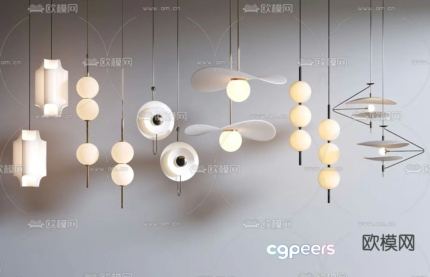Modern small chandeliers on the bedside 3D model