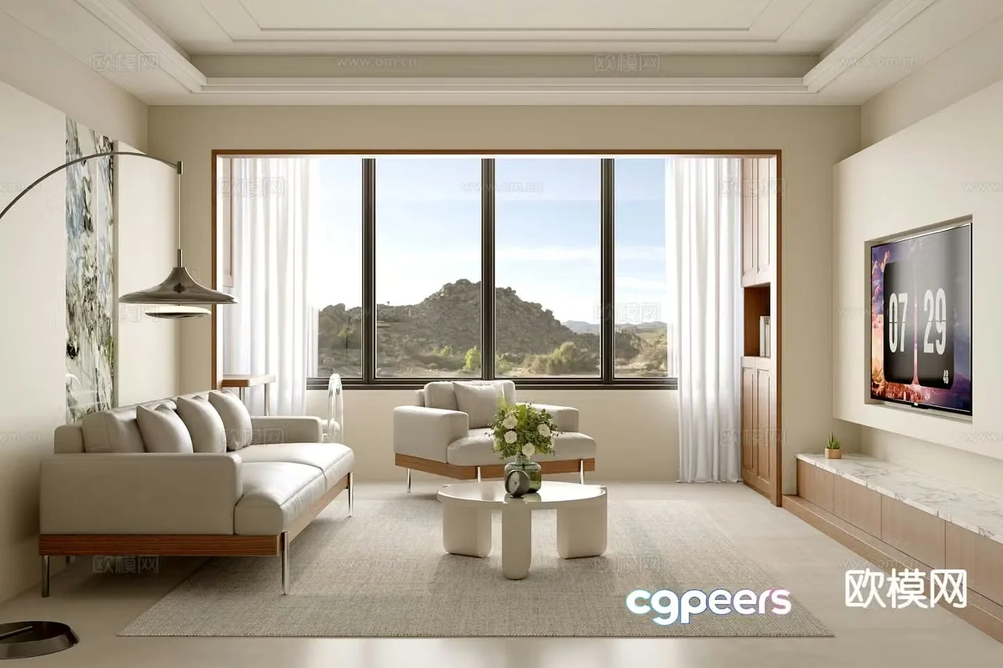 Modern minimalist living room 3d model
