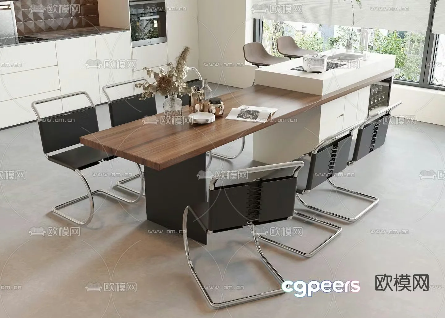 3D model of Nakadao dining table and chair