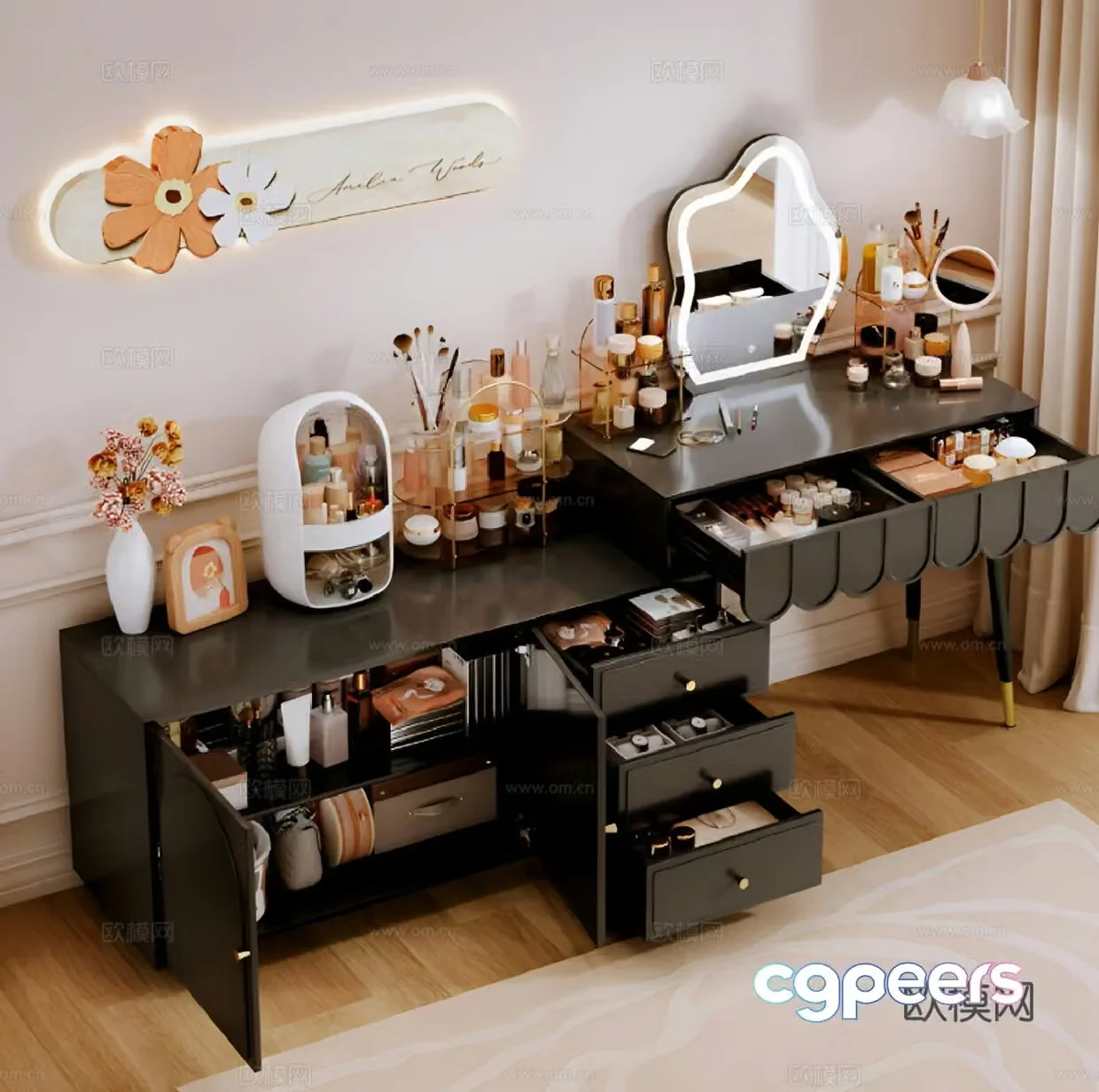 Modern cream dressing table Modern cream dressing table 3d model