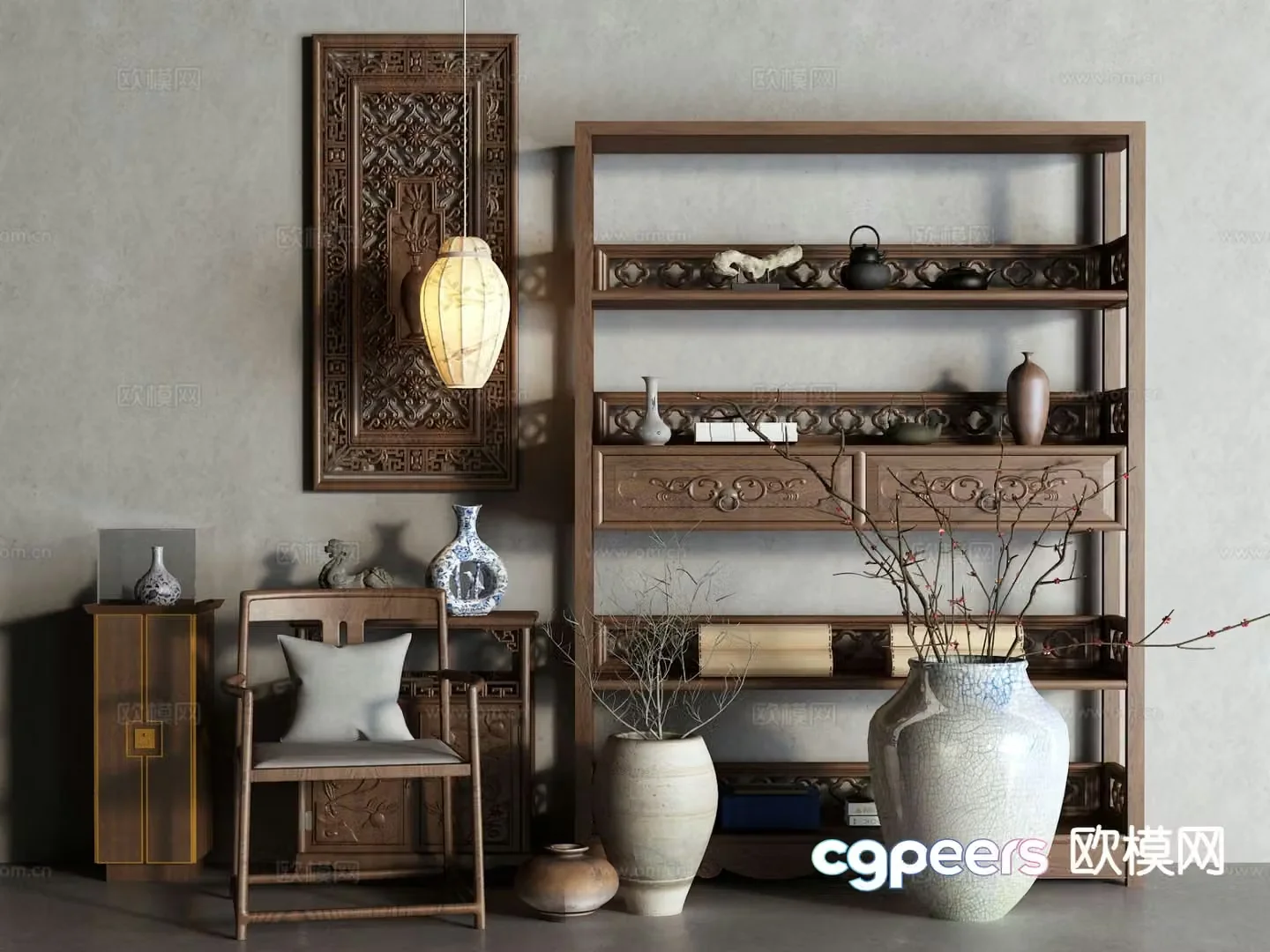 Bo Gu Shelf Chinese style storage rack Display rack Antique cabinet 3D model
