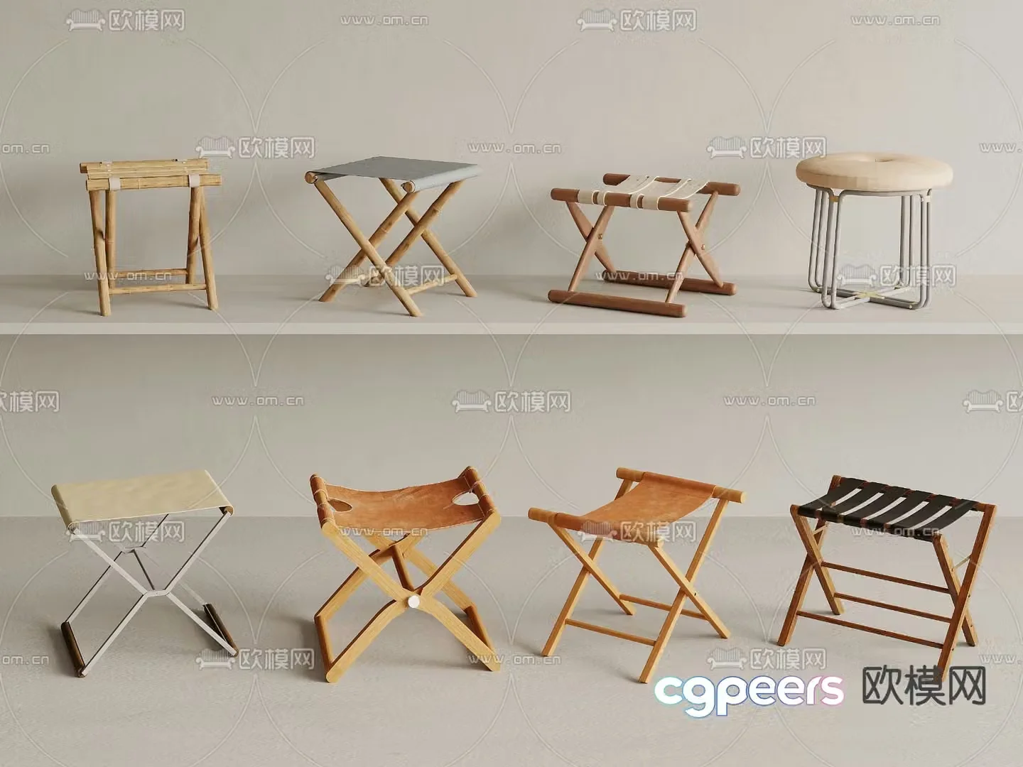 Wabi-sabi outdoor chair folding chair small maza 3d model
