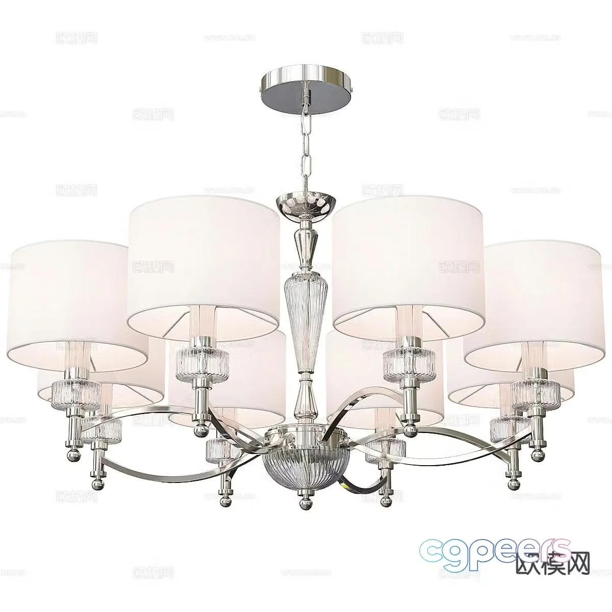 Light luxury multi-head chandelier 3D model