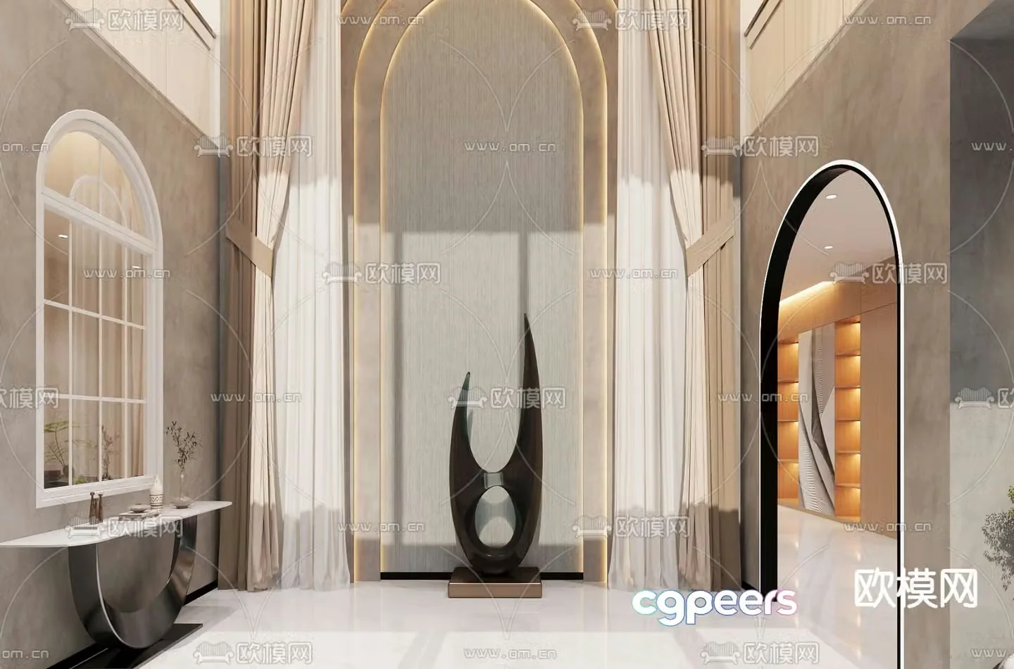 Modern soft furnishing store curtain store front hall 3d model