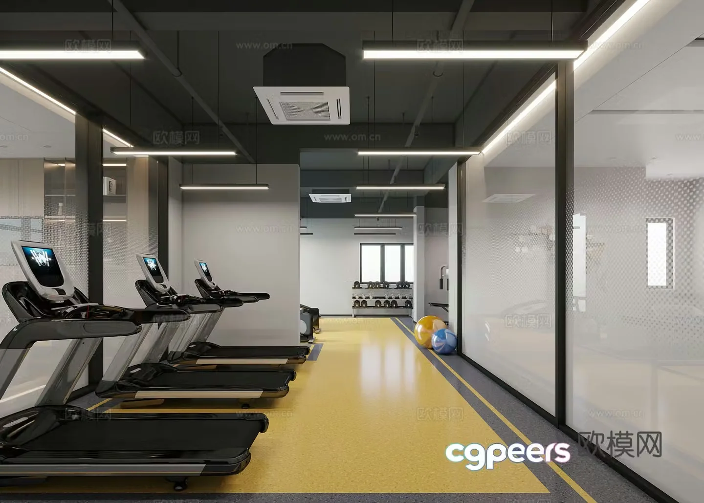 Modern gym 3d model