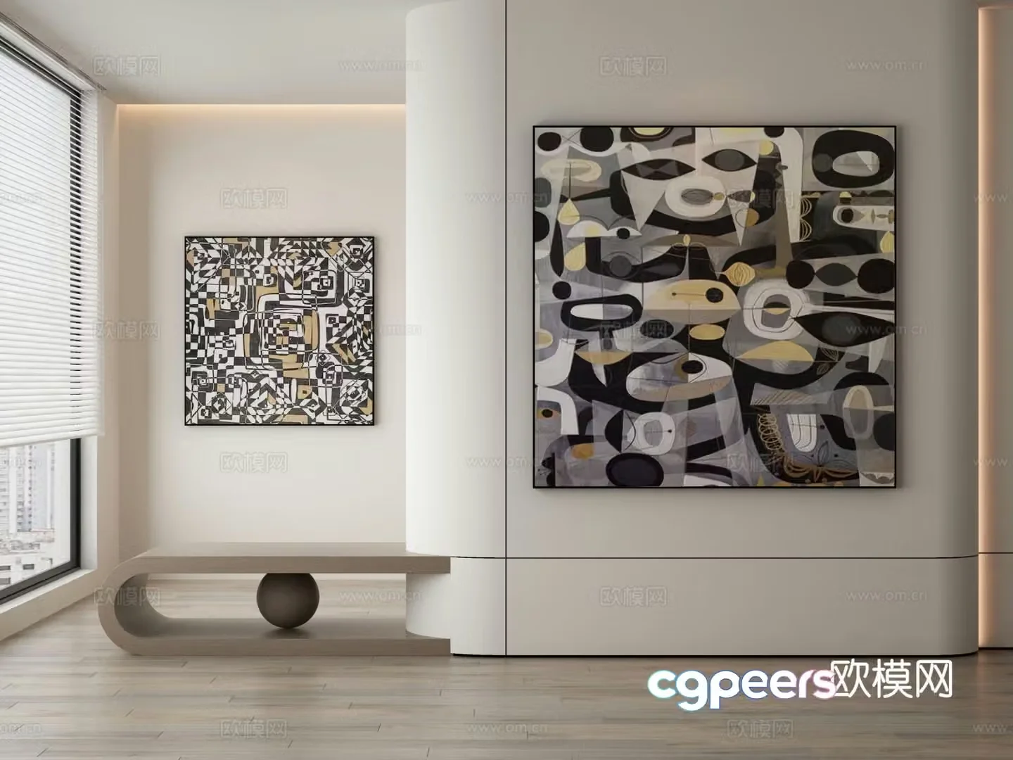 Modern texture painting decorative painting 3d model