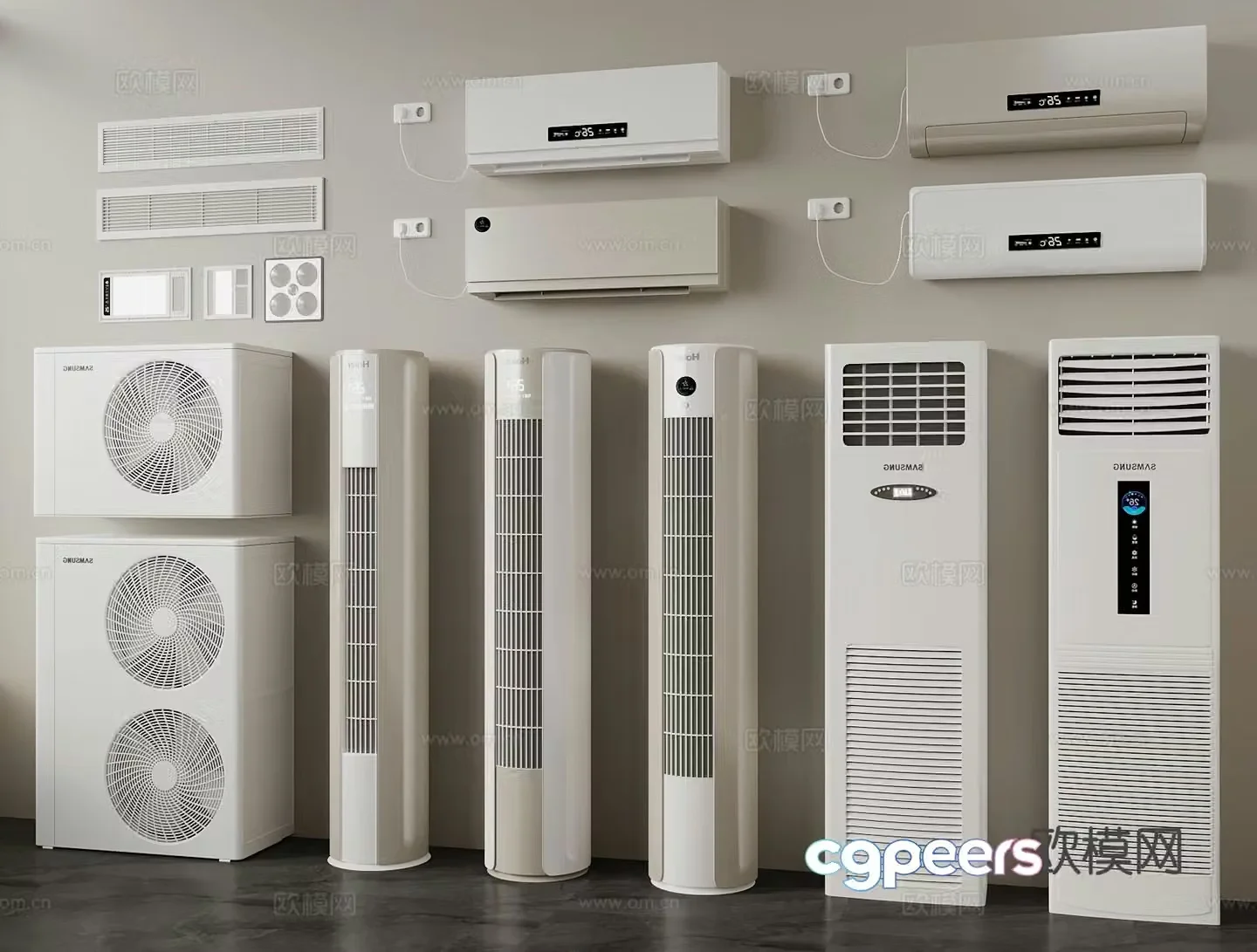 Modern wall-mounted air conditioner vertical air conditioner 3D model