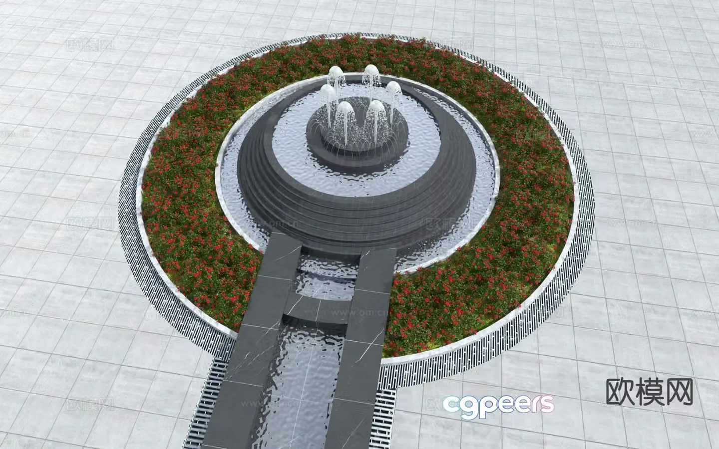 fountain water column water feature 3d model