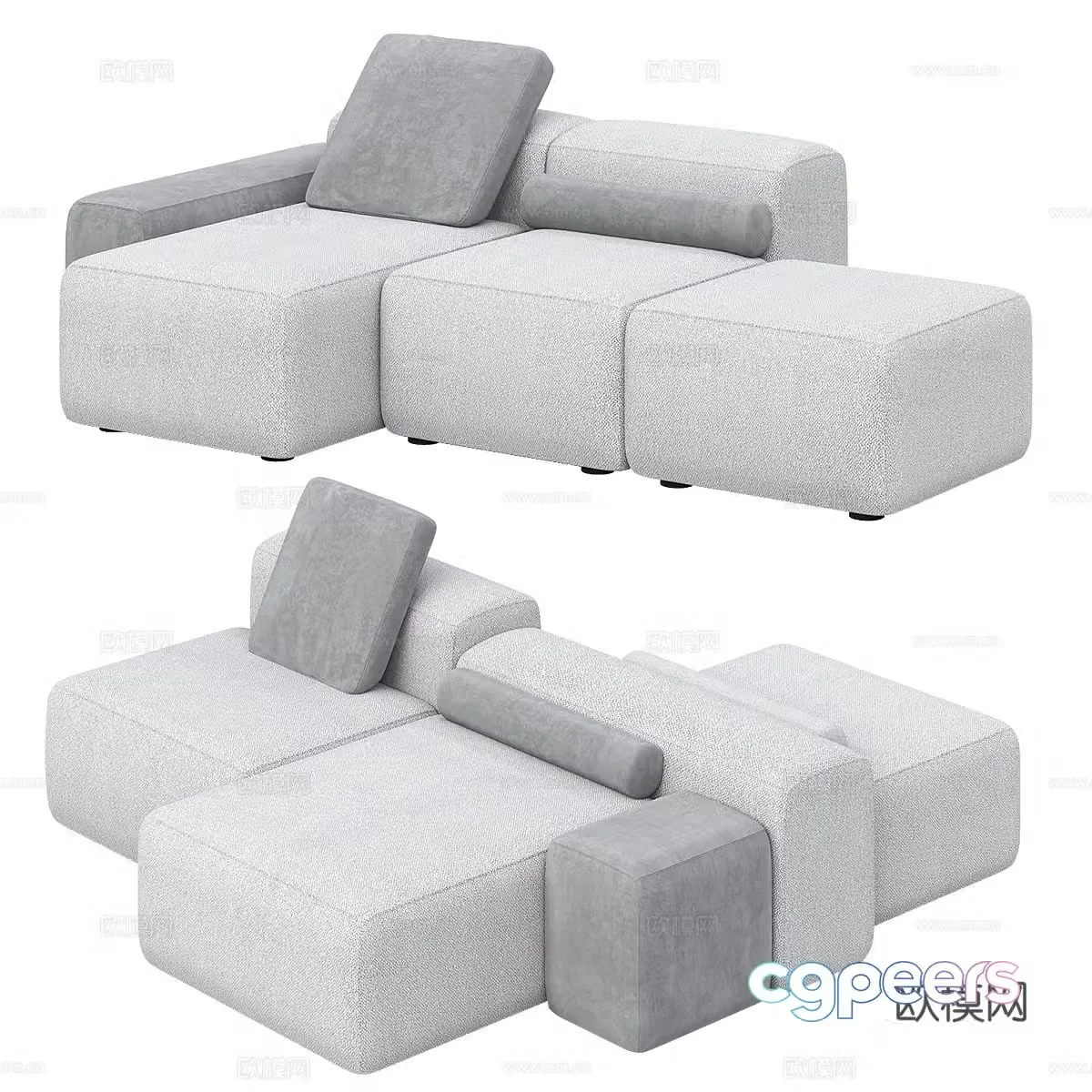 Modern multi-seater sofa 3d model