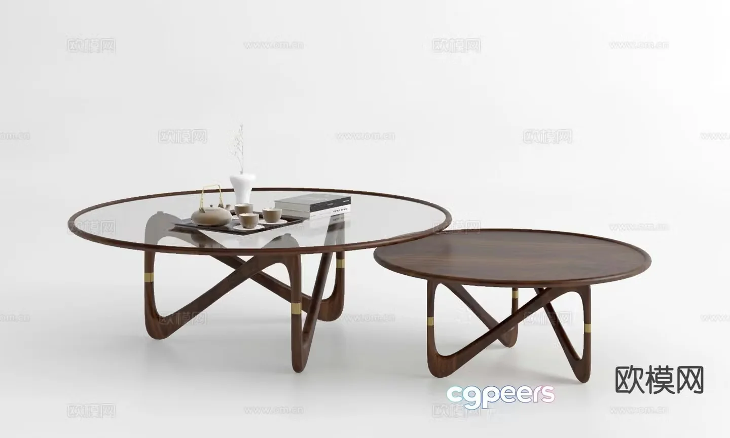 Modern double coffee table 3d model