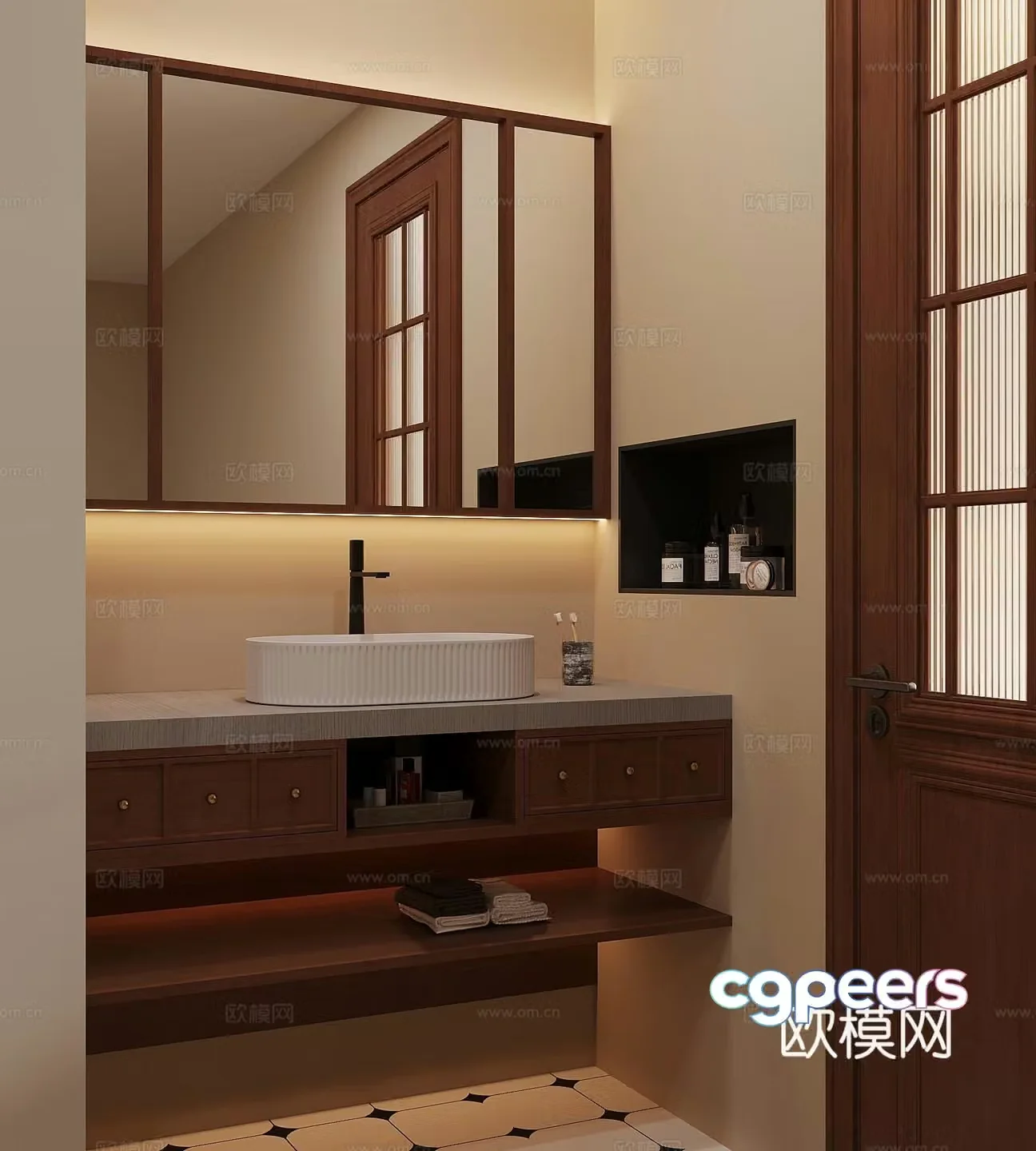 22 Middle-aged style bathroom dry area bathroom cabinet bathroom 3D model