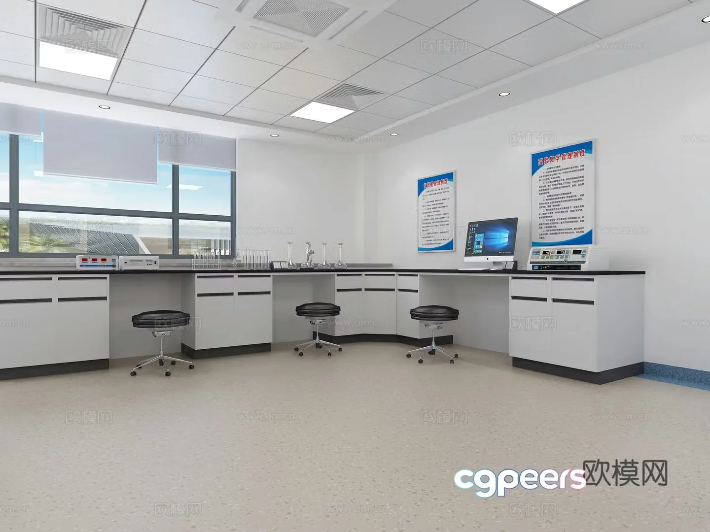 Modern laboratory experimental console 3D model