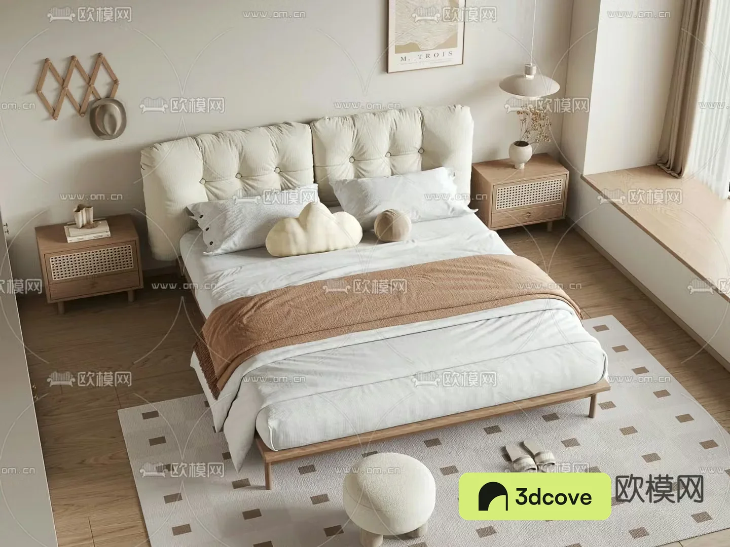 Cream style double bed