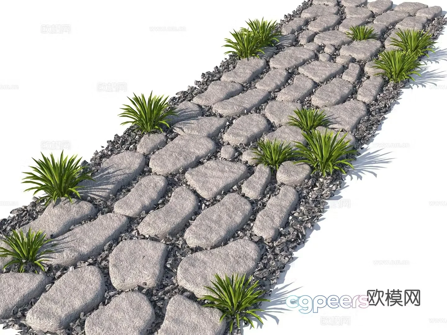 Modern Tingbuyuan Road Trail Stone Landscape Garden Road 3D model
