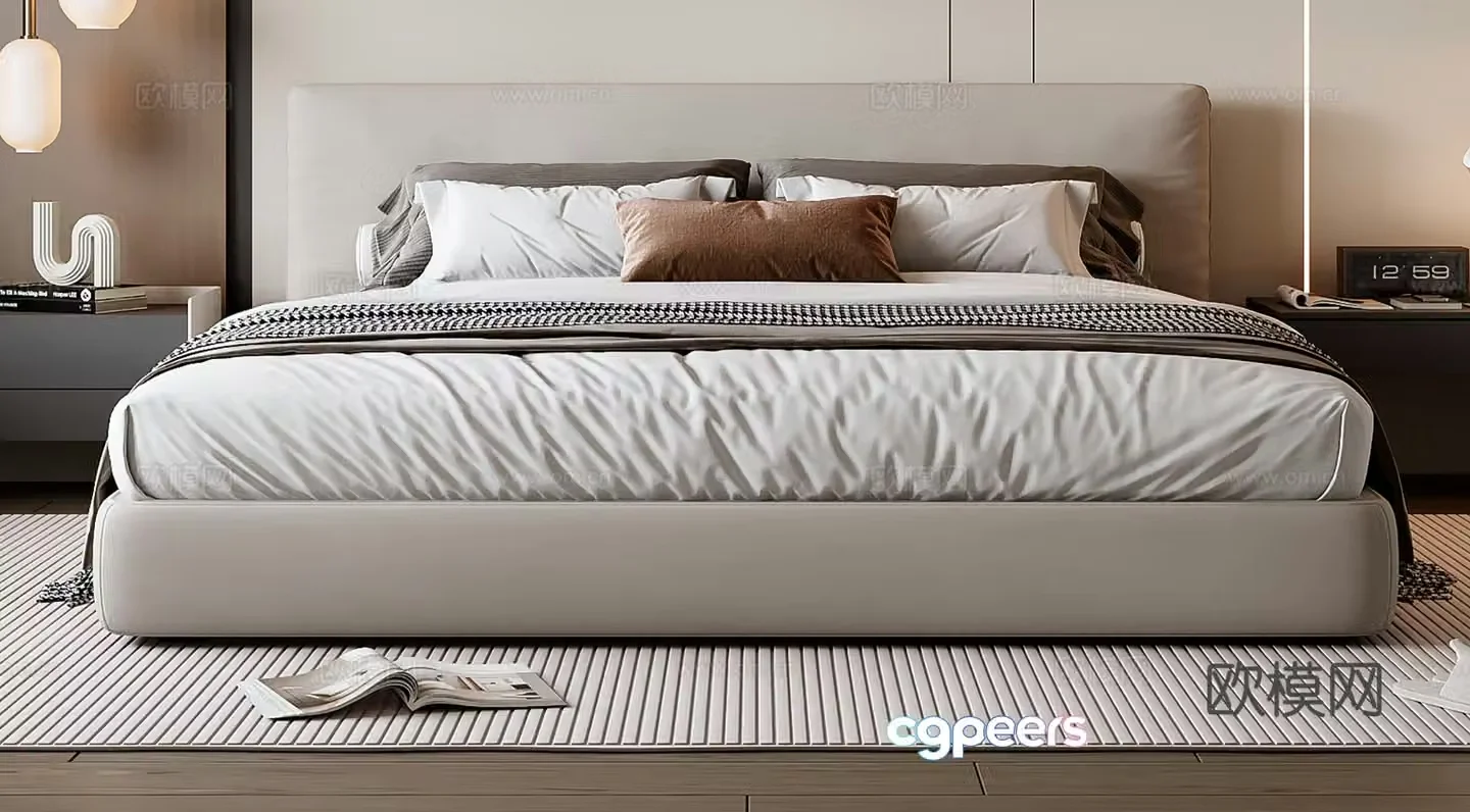 Modern double bed 3d model