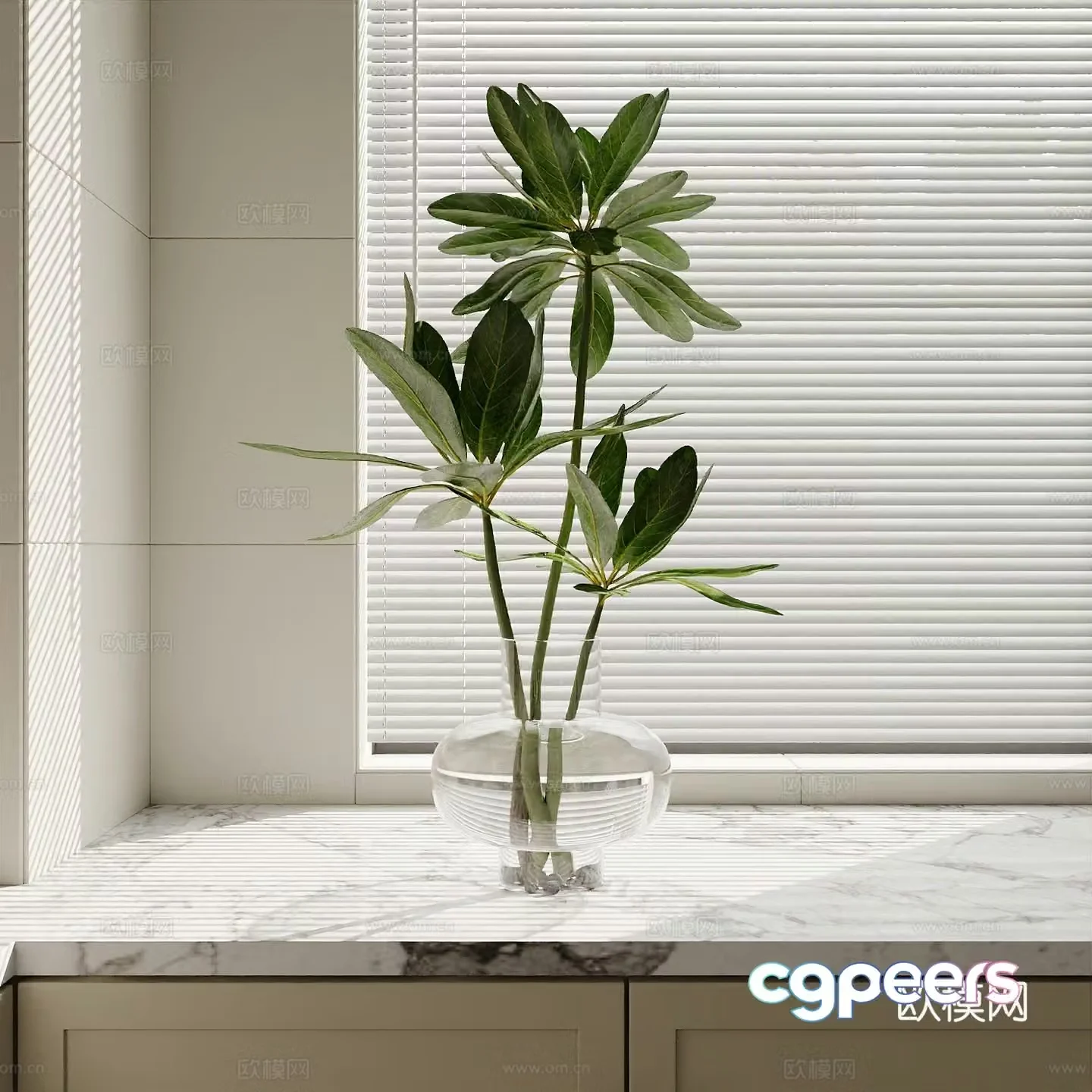 Modern flower potted plants Decorative green plants Green plant ornaments 3D model